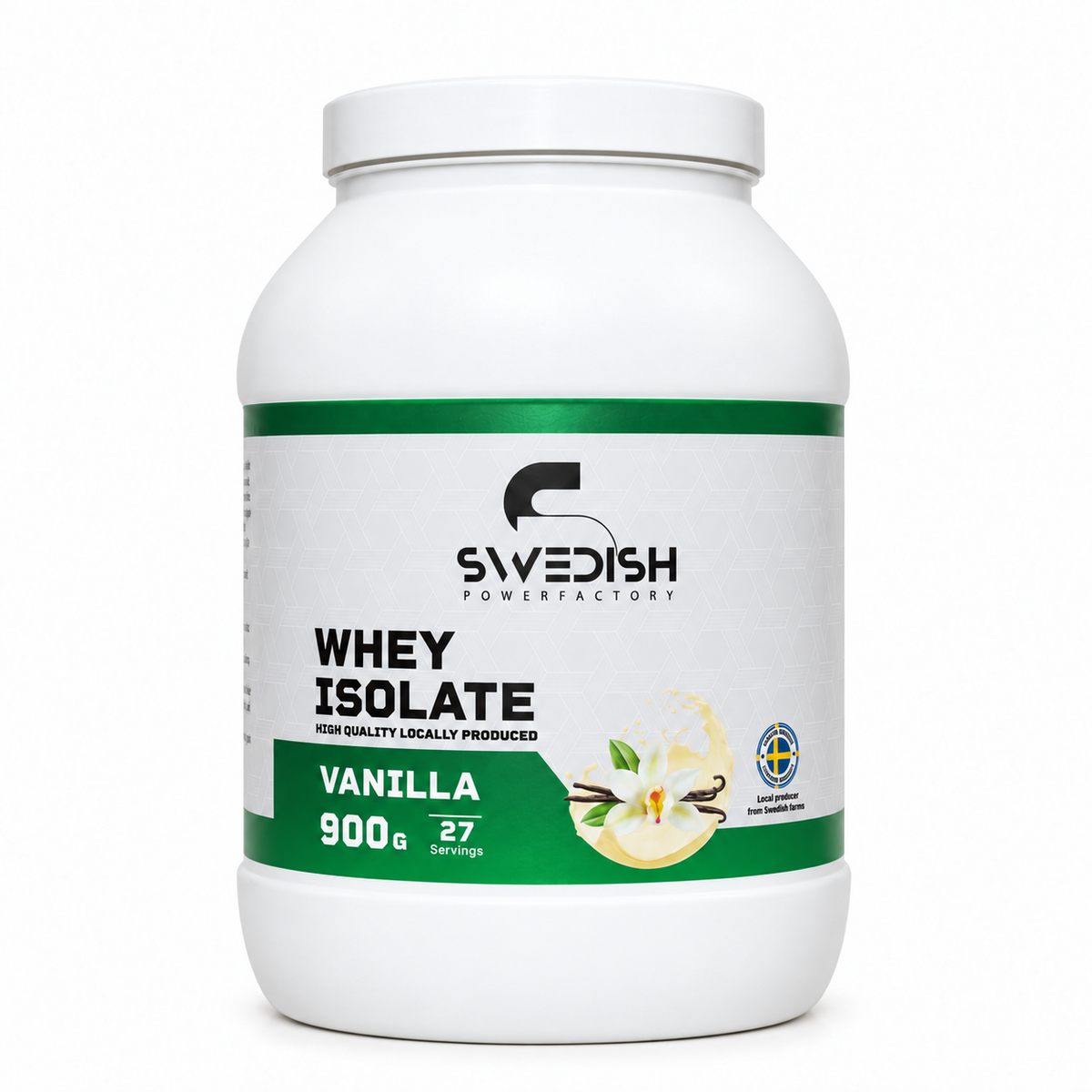 Swedish Powerfactory Whey Isolate Vanilla 900 g, framsida