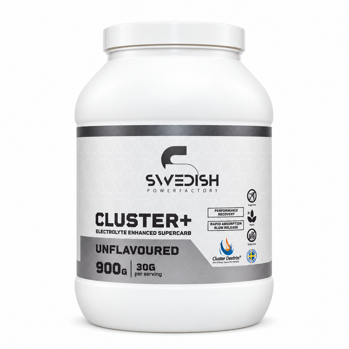 Swedish Powerfactory Cluster+ supercarb 900 g, framsida