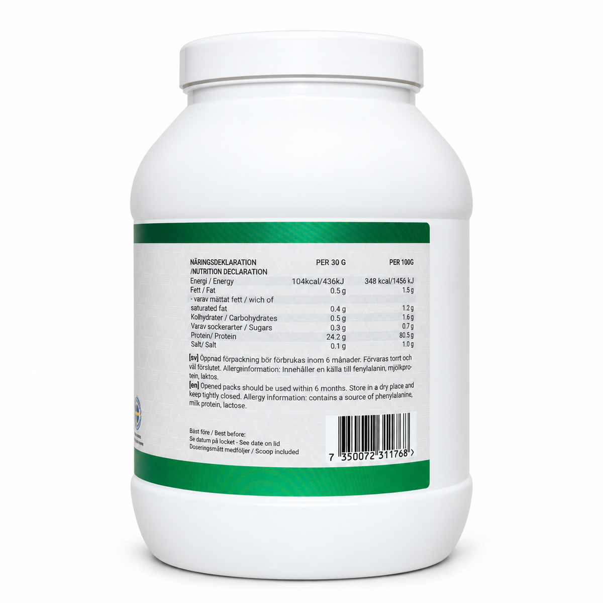 Swedish Powerfactory Whey Isolate Chocolate 900 g, baksida