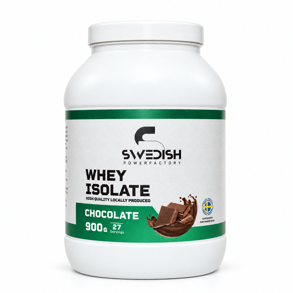 Swedish Powerfactory Whey Isolate Chocolate 900 g, framsida