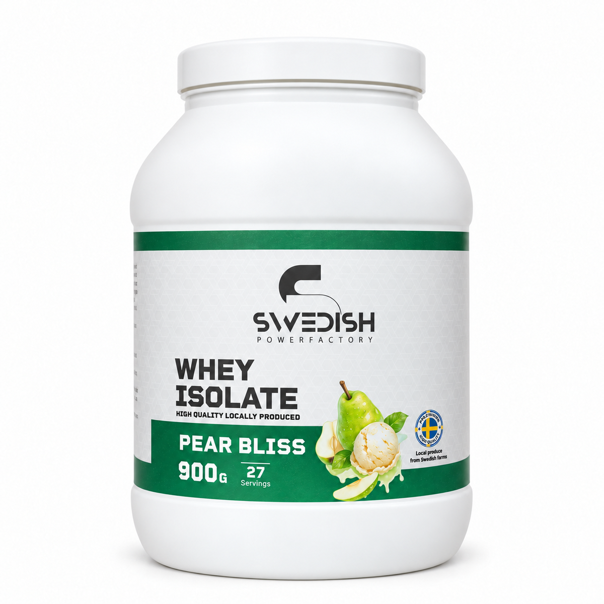 Swedish Powerfactory Whey Isolate Pear Bliss 900 g, framsida