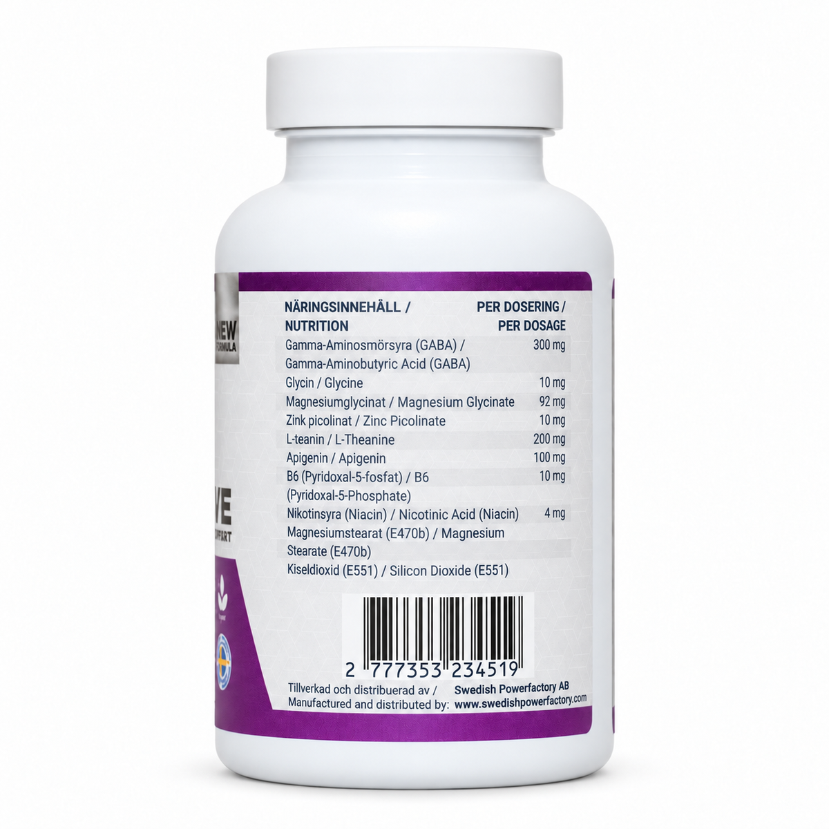Swedish Powerfactory ZMA Revive 90 kapslar, baksida